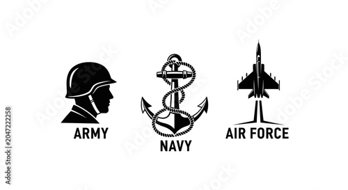 Fotografía Military logos army navy air force symbols