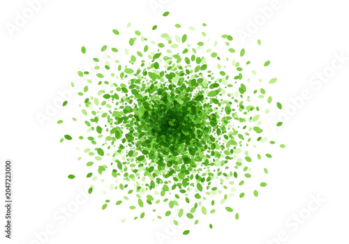 Abstract burst of vibrant green leaves and particles, natural effect, nature concept, confetti, celebration, isolated on transparent background.