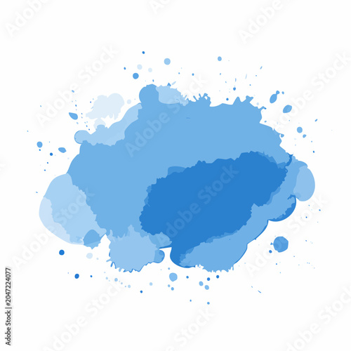 Blue Watercolor Splash and Splatter Abstract