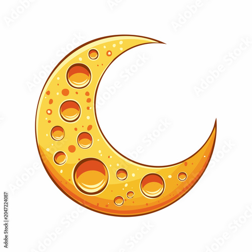 Cartoon Crescent Moon Shaped Cheese