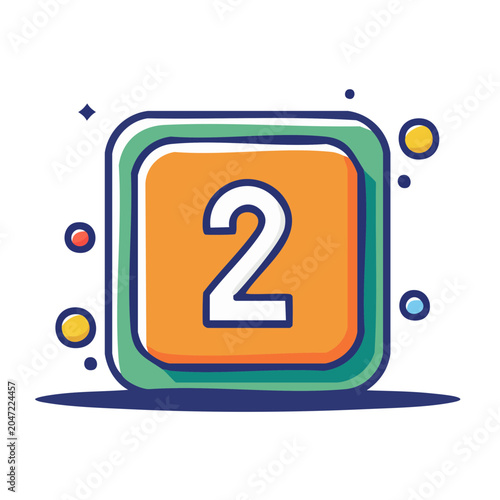 Number 2 icon in flat design style