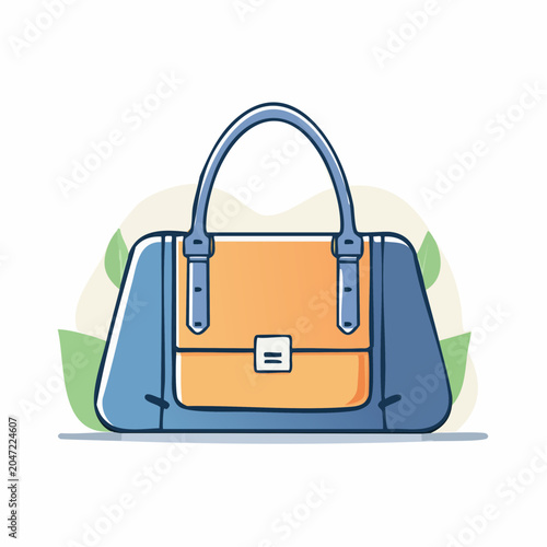 Stylized Illustration of a Blue and Orange Handbag