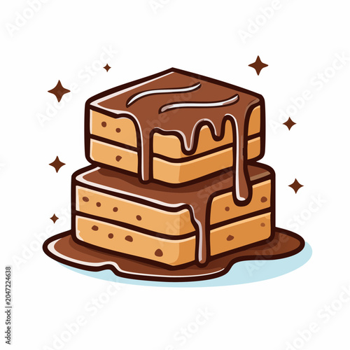 Stack of Chocolate Brownies with Drizzle