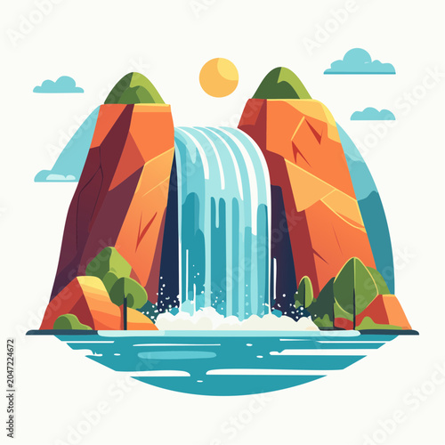 Stylized Waterfall Illustration