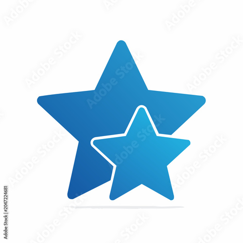Two blue stars, one larger than the other, on a white background