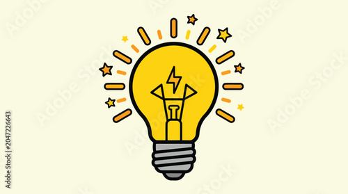 Creative lightbulb icon filled with green leaves and energy symbols representing innovative ideas for a sustainable and eco-friendly future.
