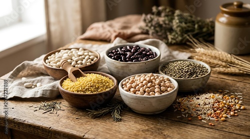 assorted raw legumes beans lentils variety white background  
