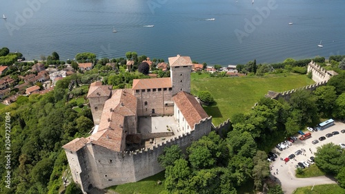Europe, Italy, Angera province of Varese , The Borromean Fortress  Castle of Angera on Lake Maggiore. The fortress's historic rooms  is Doll and Toy Museum - tourist attraction destination sightseeing