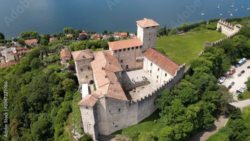 Europe, Italy, Angera province of Varese , The Borromean Fortress  Castle of Angera on Lake Maggiore. The fortress's historic rooms  is Doll and Toy Museum - tourist attraction destination sightseeing