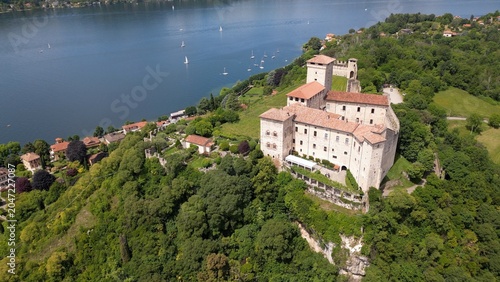 Bilde på lerret Europe, Italy, Angera province of Varese , The Borromean Fortress  Castle of Angera on Lake Maggiore