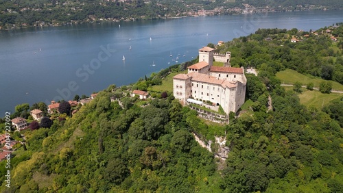 Europe, Italy, Angera province of Varese , The Borromean Fortress  Castle of Angera on Lake Maggiore. The fortress's historic rooms  is Doll and Toy Museum - tourist attraction destination sightseeing
