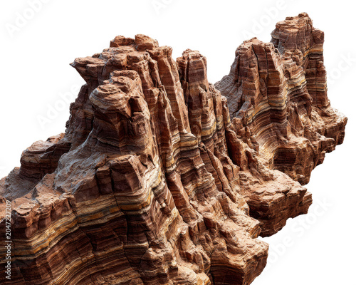 Layered Rock Formation: A close-up view of a dramatic, layered rock formation showcasing intricate geological strata and weathered textures.