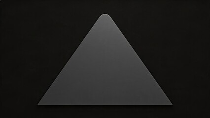 Minimalist black triangle geometric shape isolated on dark background for graphic design projects, abstract symbol or logo element with clean lines and modern aesthetic appeal
