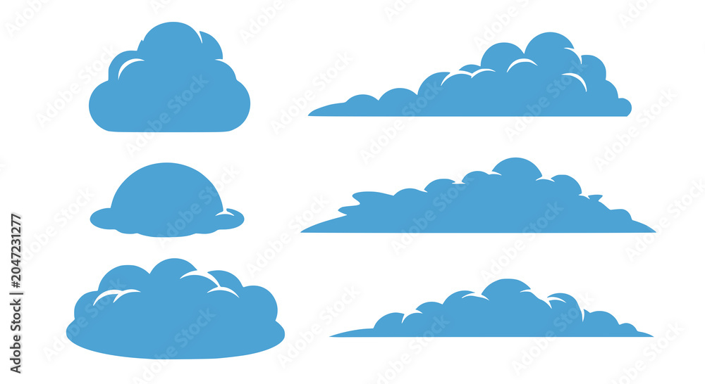 Fototapeta premium Clouds vector collection. Cloud computing pack. Clouds collection. Cloud shapes pack. Vector. Transparent PNG version.