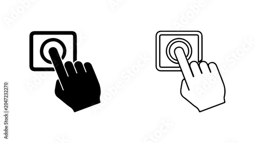 Hand Finger Pressing Button Icon Set