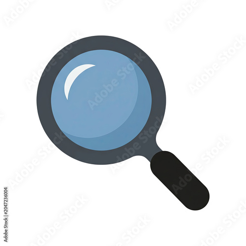 Magnifying Glass Search Icon With Blue Lens Isolated Graphic Element