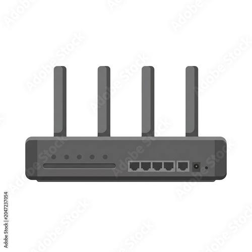 Wireless WiFi Router With Antennas and Ethernet Ports Isolated Device