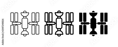 Quadro su tela Space Station Icons, Satellite Vector Graphics, Orbital Outpost Symbols