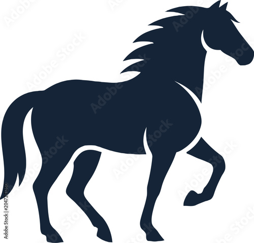 Fényképezés Elegant Silhouette of a Horse in Motion, Dark and Powerful.