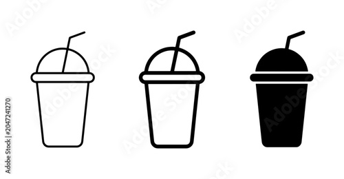 Schilderij op canvas Three stylized drink icons: outline, filled outline, and solid black, representi