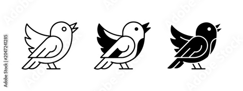 Photos Chirping Bird Icons, Outline and Silhouette, Vector Graphics for Social Media an