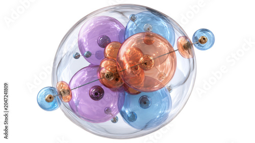 Abstract Atomic Structure Glass Sphere Molecular Science Visualization Futuristic Chemistry Concept Isolated on White Background