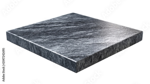 Gray Natural Stone Slab Platform Texture Surface for Product Display Mockup and Architectural Presentation Isolated on White Background