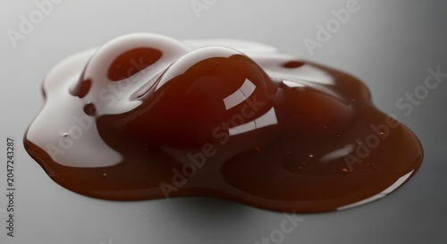 Lustrous Blob of Dark Viscous Liquid with Soft, Abstract Reflections