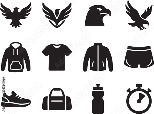 Black silhouettes of people, animals, and in minimalist style