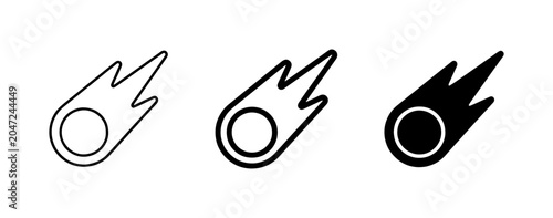 Foto Meteor Icons, Comet Symbols, Falling Star Graphics, Space Celestial Event Vector