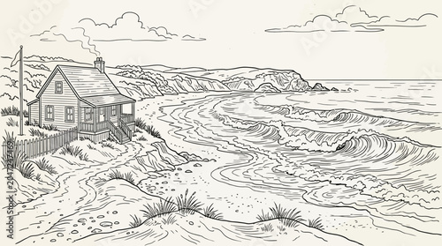 House on a Sandy Coastal Hill.