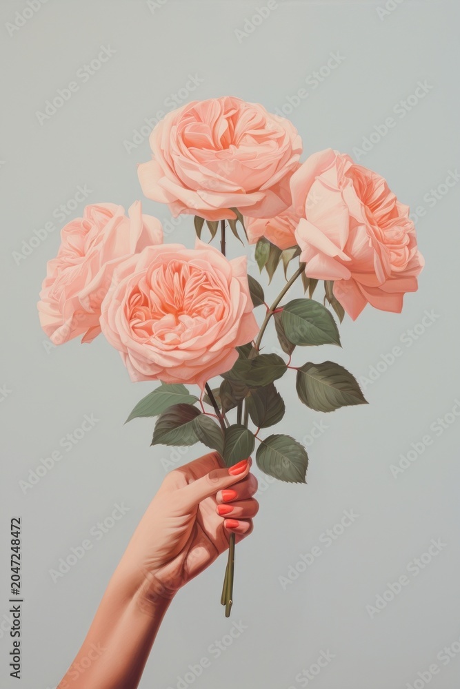 Obraz premium Woman hand holding roses flower petal plant.