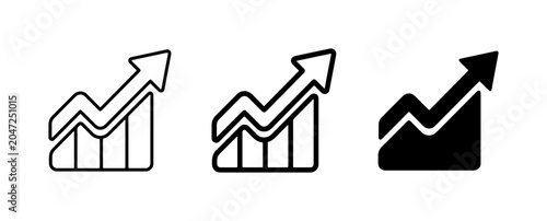 Tableau sur toile Growth Chart Icons, Upward Trend Graph, Business Analytics Data Visualization, F
