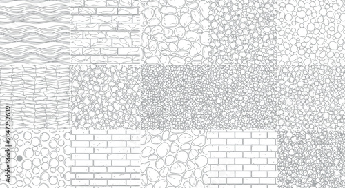Fotografie Abstract geometric patterns grid collection featuring assorted architectural tex