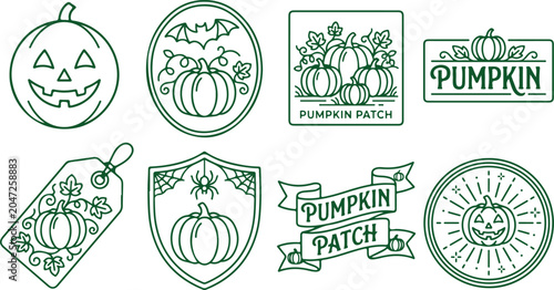 Tableau sur toile Halloween pumpkins, bat, ghost, spider, candy, and decorative elements on transparent background vector graphics