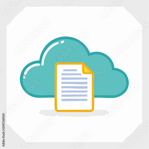 Cloud storage icon with document