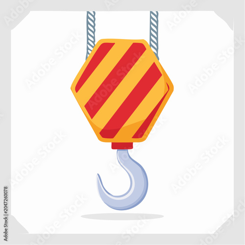Flat design crane hook with red and yellow stripes