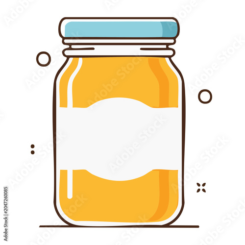 Flat design icon of a jar of honey with a blank label