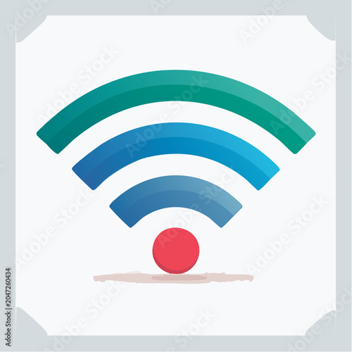 Wifi symbol with signal waves and red dot