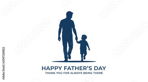 Father and Son Silhouette Walking Together, Happy Fathers Day