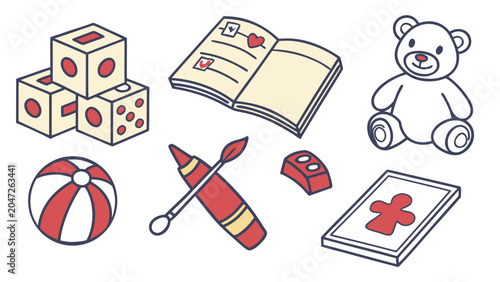 Canvas-taulu Children playtime toys and educational objects with playtime children learning