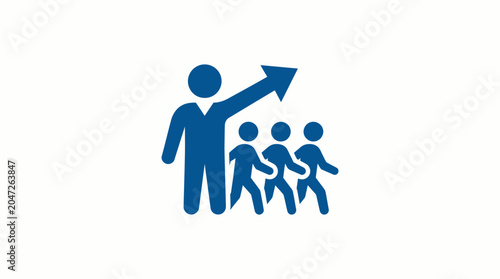 Family with father leading children forward.