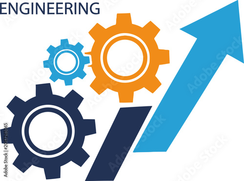 Photos Gears and Arrow Engineering Concept.