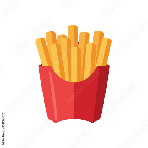 French fries in red container.