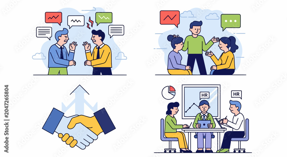 Fototapeta premium Business office management dialogue mediation conflict human resources recruitment team work communication partnership cooperation success professional deal