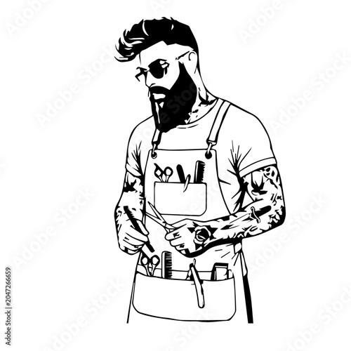 Barber Shop Logo Design Hipster Stylist Vector