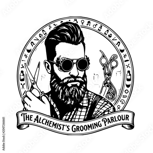 Barber Shop Logo Design Hipster Stylist Vector