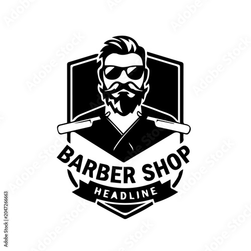 Barber Shop Logo Design Hipster Stylist Vector