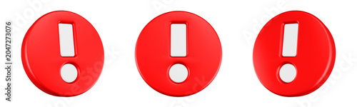 alert icon 3d render circle button