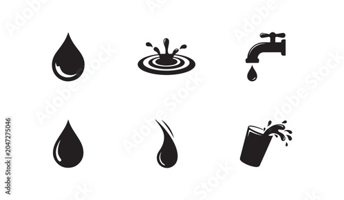 Obraz na płótnie Set of water related icons and illustrations isolated on transparent background, liquid elements